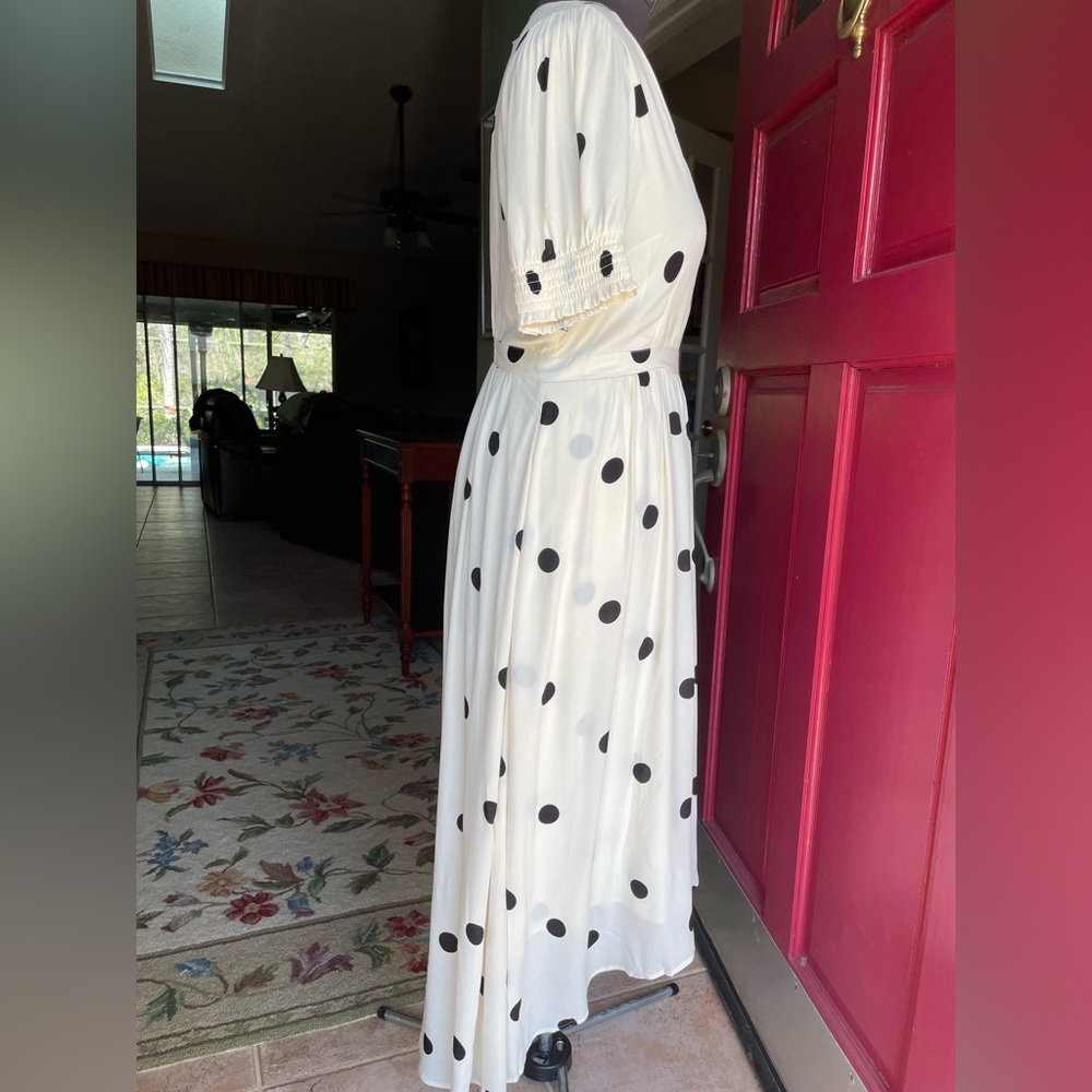 Maeve by Anthropologie White Midi Sundress with Puff Sleeves and V-Neck - Picture 15 of 16